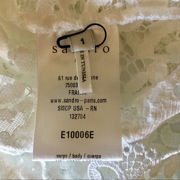 Sandro Paris Cropped Sheer Lace Top Half Sleeve - Picture 8 of 8